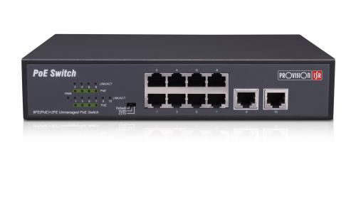 Switch PoE de 8 canales - Total power 120W, en modo CCTV puedes conectar cámaras IP hasta 250 mts