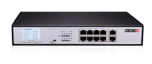 Switch PROVISION-ISR POES-08120GC+2GI - 8 puertos Poe 10/100 mbps + 2 Uplink. 130 watts