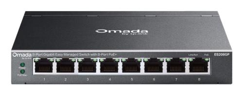 Switch administrable OMADA  Gigabit  (ES208GP)  8 puertos RJ45 PoE+ de 10/100/1000 Mbps (compatible con PoE 802.3af y PoE+ 802.3at) -