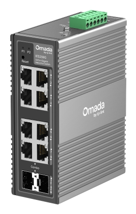 Switch Industrial OMADA (IES208G) 8 puertos RJ45 de 10/100/1000 Mbps - 2 ranuras Gigabit SFP/RJ45 combinadas, Autonegociación/MDI/MDIX automático