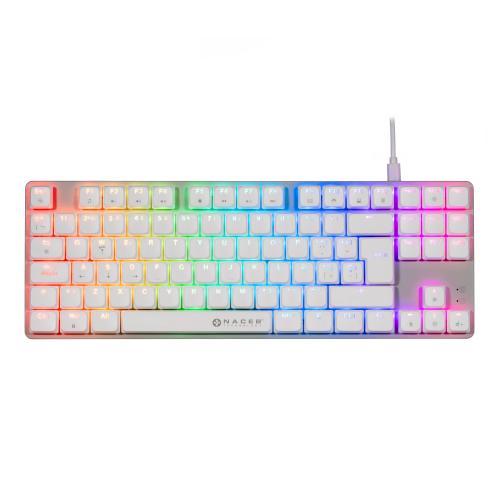 NACEB TECLADO MECANICO TKL GAMER LOW PROFILE RGB 80  K1009 87 TECLAS FULL BLANCAS -
