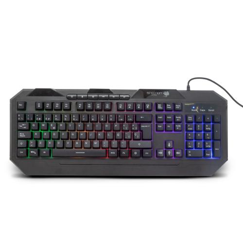 TECLADO GAMER NGK-HYDRA 114 TECLAS RETROILUMINADO LED MULTICOLOR DISENO ERGONOMICO 6 BOTONES MULTIMEDIA NEGRO -