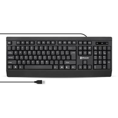 Teclado - USB, QWERTY, Universal, alámbrico, antiderrames, ultra silencioso, en Español, negro, BROBOTIX 6007181