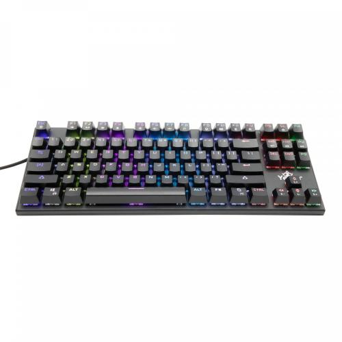 YEYIAN TECLADO GAMING SPARK SERIE 2000 - 87 TECLAS, SWITCH AZUL, ANTI GHOSTING N-KEY, 50M DE PULSACIONES, RGB DINAMICO, ACABADO ANTISUDOR, MOD. YAT1804