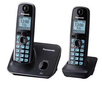 PANASONIC 2 Telefonos Inalambrico - Pantalla de 1.8, Ecualizador, Alarma, bloqueo de llamadas, Altavoz, negro