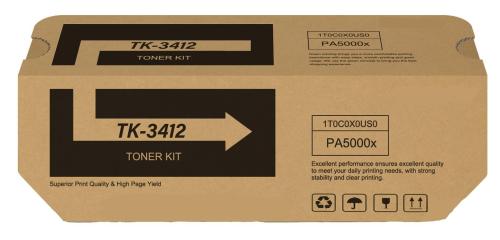 Tóner KYOCERA TK-3412 - Rendimiento aproximado: 15, 500 páginas Basado en ISO 19752. Compatible: ECOSYS PA5000x.