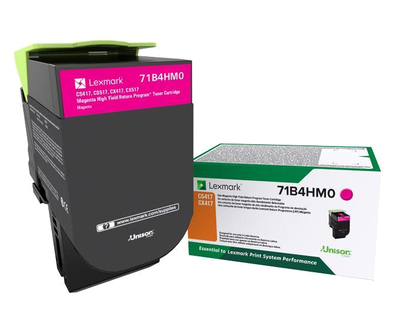 Toner MAGENTA LEXMARK 71B4HM0. Alto Rendimiento - capacidad 3, 500 impresiones, compatible con CS/CX 417, 517