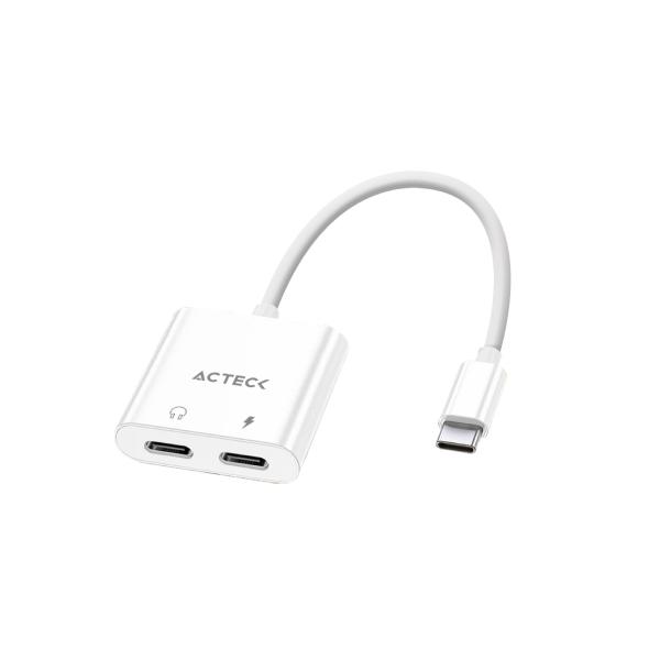 Imagen 1 del producto “Adaptador USB C 3.1 a 2 USB C Shift Plus AA415 Acteck Advanced Series Adaptador de Audio y Carga simultáneamente Macho a 2x Hembra - ”