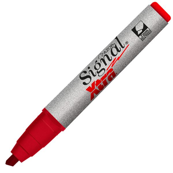 Imagen 1 del producto “Marcador AZOR 40004 XTRA Rojo Punta Gruesa Cincel 6mm C/12 Piezas 300Mts NO TOXICO - ”