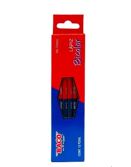 Imagen 1 del producto “Lápiz Bicolor BACO 55408 Azul - Rojo Caja con 12 Piezas - ”
