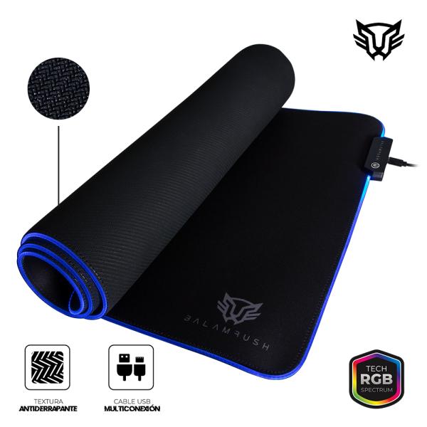 Imagen 1 del producto “Mousepad Gamer BALAM RUSH USB 90x40x0.4 CM RGB 10 Modos Textil Antiderrape RAGNAROK MP980 - ”