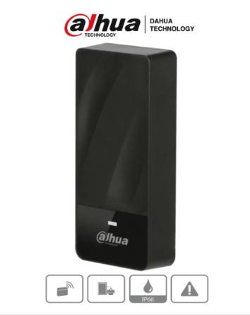 Imagen 1 del producto “DAHUA ASR1200E-D - Lectora de tarjetas ID 125 Khz / Para exteriores / IP66 / Conexion Wiegand o RS485 / Indicador de luz y sonido - ”