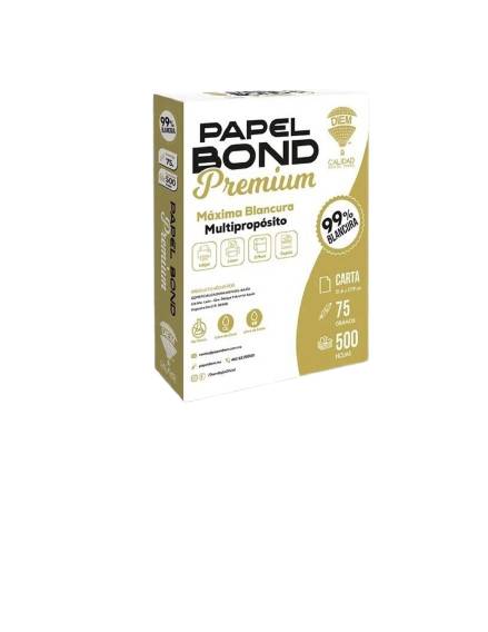 Imagen 1 del producto “Papel Bond Diem 7506231550947 10 paquetes con 500 hojas tamaño carta 75 gramos y 99 porciento blancura - ”