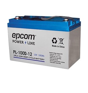 Imagen 1 del producto “Acumulador EPCOM PL-100-D12 - Sealed Lead Acid (VRLA), 100000 mAh, Dispositivo de seguridad, 12 V, Azul, Blanco ”