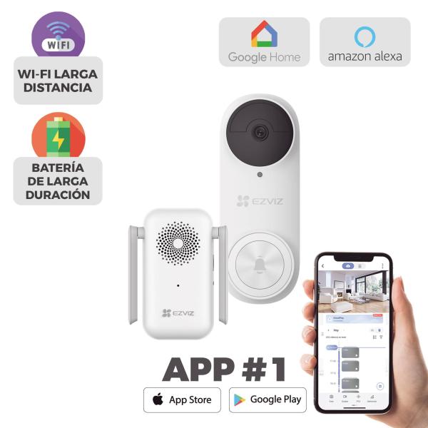 Imagen 1 del producto “Timbre con Cámara Wi-Fi de Batería Recargable (DB2KIT) EZVIZ - ”