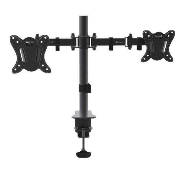 Imagen 1 del producto “GETTTECH SOPORTE PARA 2 PANTALLAS - DE 10 A 30 pulgadas, 10 KG, NEGRO, VESA 100X100MM INCLINACION +- 45, MOD. TW-1404 ”