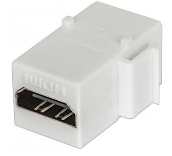 Imagen 1 del producto “771351 Cople HDMI - Tipo Keystone, HDMI hembra a HDMI hembra, blanco, Compatible con páneles de parcheo, tapas y cajas de pared ”