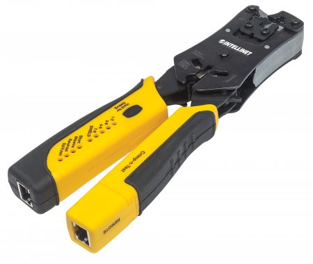 Imagen 1 del producto “780124 Pinza Crimpeadora Universal 2 en 1 con Probador de Cables; corta - pela, remata y prueba. ”