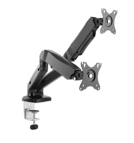 Imagen 1 del producto “462501 Soporte de aluminio con pistones de gas para dos monitores: Los brazos articulados sujetan dos monitores de 17 pulgadas a 32 pulgadas de hasta 9 k - ”