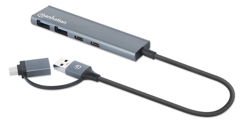 Imagen 1 del producto “HUB USB V3.2 2Ptos A 2Ptos C (181075) MANHATTAN Hub de 4 puertos con conector combinado de USB-C a USB-A - ”