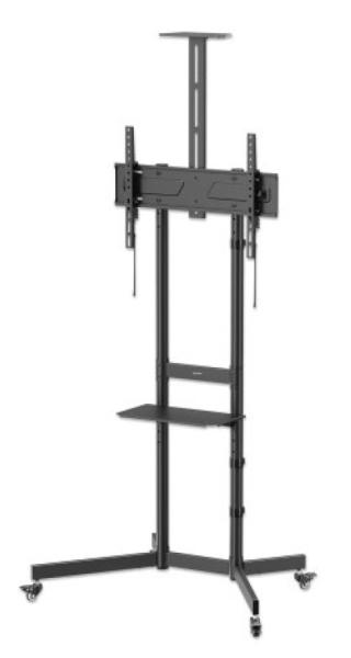 Imagen 1 del producto “Soporte TV tipo carro - 37 a 70, hasta 70 kg (154 lb), inclinación de -10 a 5°, repisas para cámara y AV, Ruedas con frenos y PVC, MANHATTAN 462716 ”