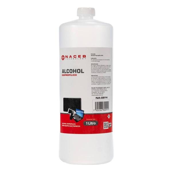 Imagen 1 del producto “Alcohol isopropílico - 1Lt, Mantenerlo alejado del calor, superficies calinetes, llamas al descubierto y otras fuentes de ignicion, 836g, No aplicarlo en equi ”