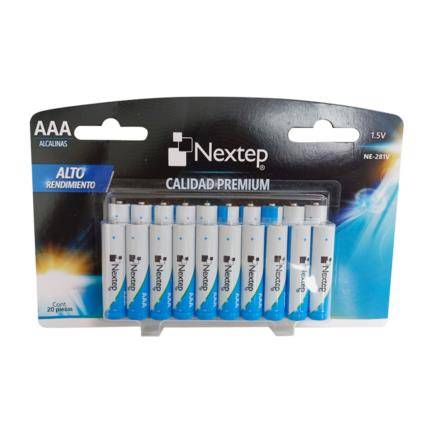 Imagen 1 del producto “Pila Nextep AAA NE-281V Alcalina LR03 1.5V con 20 Piezas Presentación en Blister - ”