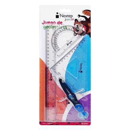 Imagen 1 del producto “Juego de Geometría Grande Nextep NE-024C transparente de plástico con 5 piezas 1 regla 30cm - ”