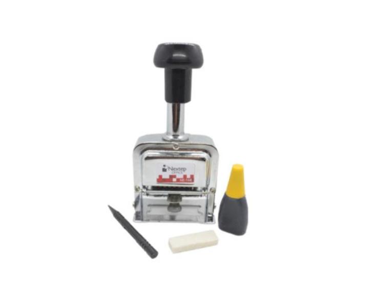 Imagen 1 del producto “Foliador Nextep NE-168 Acero 8 Dígitos Mango de Plástico cuerpo de Metal Mecanismo suave Contiene tinta - ”