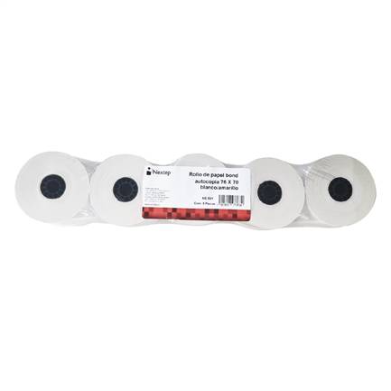 Imagen 1 del producto “Rollo de Papel Nextep Autocopiado Blanco con copia  Amarilla NE-531 76x70mm con 5 piezas - ”