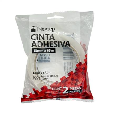 Imagen 1 del producto “Cinta Adhesiva Nextep NE-607S Corte Fácil 18mm x 65 mm mts con 2 piezas - ”
