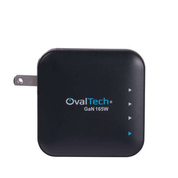 Imagen 1 del producto “OV-G165W Adaptador de Corriente GaN 165W con PD Sin Cables (3x USB C + 1x USB A) marca Ovaltech - ”