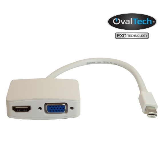 Imagen 1 del producto “Adaptador Mini DisplayPort  a HDMI / VGA OVMDP-2EN1 OVALTECH OVMDP-2EN1 - ”
