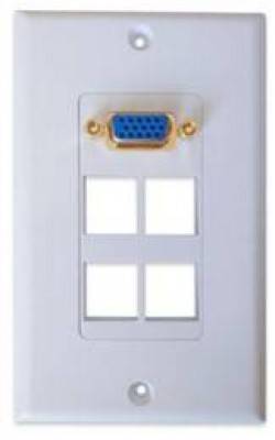 Imagen 1 del producto “TAPA - FACEPLATE DE 1 PANEL CON JACK SVGA HEMBRA - + 4 PANELES P/JACK, UNIVERSAL, STANDARD, BLANCO, BROBOTIX 087311 ”