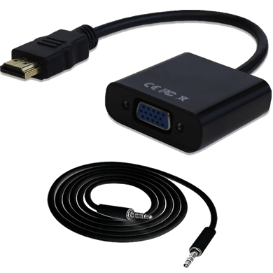 Imagen 1 del producto “Convertidor HDMI a VGA - C/Audio 3.5, Negro, BROBOTIX 110964N ”