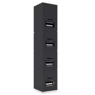 Imagen 1 del producto “Hub USB V2.0 - BASICO, 4 Puertos, Negro, BROBOTIX 180727-2 ”