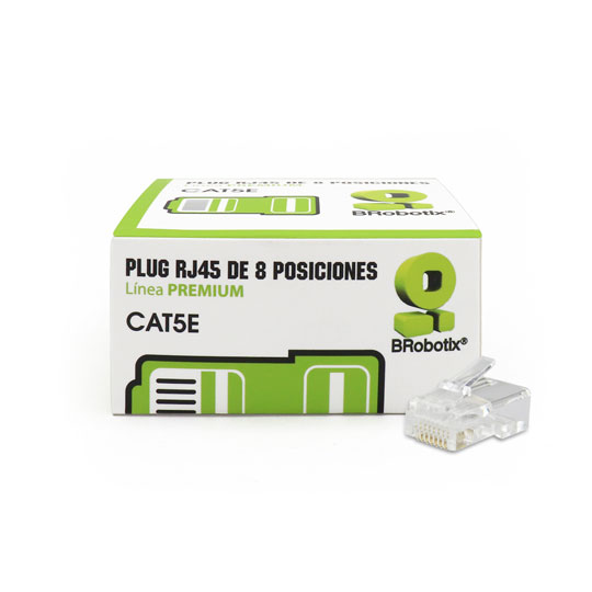 Imagen 1 del producto “Plug RJ45 CAT5E - 8 Posiciones, Caja con 25 PI BROBOTIX 445418, Transparente ”