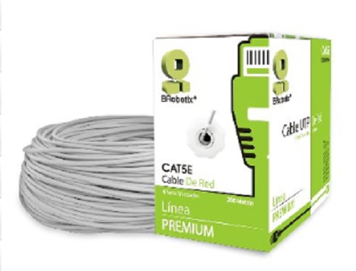 Imagen 1 del producto “Bobina UTP - CAT5e, 200 mts, Interior, Gris, CCA, BROBOTIX 308201 ”