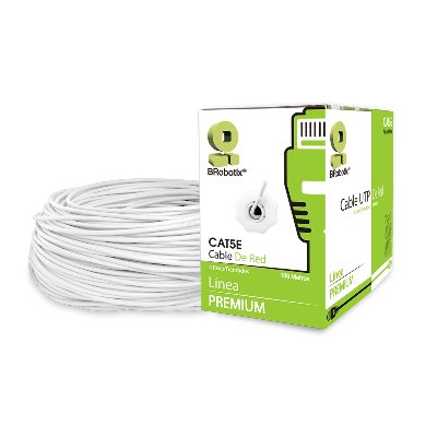 Imagen 1 del producto “Bobina UTP - CAT5e, 100 m, Interior, Blanco, CCA, en Caja Protectora, c/Tubo Despachador, Metreada, Ideal p/RED / CCTV, BROBOTIX 400052B ”