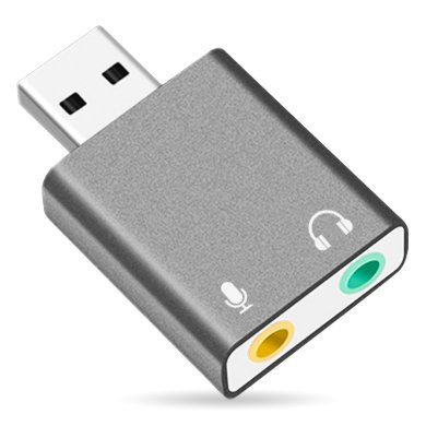 Imagen 1 del producto “Convertidor USB V2.0 a Audio 3.5 mm/Auxiliar - 7.1 Canales, Gris plata, 263571 BROBOTIX ”