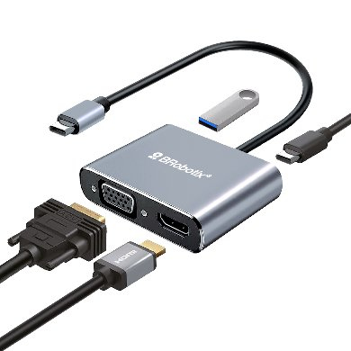 Imagen 1 del producto “Docking Station USB C - 4 EN 1, HDMI/USB A/USB C/VGA. BROBOTIX 6000687 ”