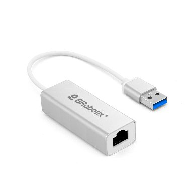 Imagen 1 del producto “Convertidor USB V3.0 a RJ45 - Gigabit BROBOTIX 263458, Blanco ”
