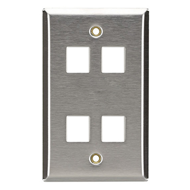 Imagen 1 del producto “Tapa (FACEPLATE) 4 Puertos  BROBOTIX 170904 - Tapa, Acero inoxidable, Acero ”
