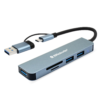 Imagen 1 del producto “Docking Station Conector DUAL Tipo USB  A C - V3.0, 5 en 1, /3 USB/SD/microSD/ BROBOTIX 6005453 ”