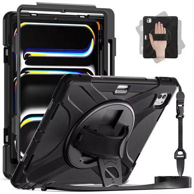 Imagen 1 del producto “FUNDA PROTECTOR C/CORREA - USO RUDO, GIRO 360º, P/IPAD IPAD PRO 11.0  M4 2024, C/MICA, BROBOTIX, 6007266 ”