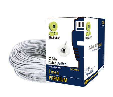Imagen 1 del producto “Bobina UTP - CAT6, 305 m, Interior, Blanco, CCA, en Caja Protectora, c/Tubo Despachador, Metreada, Ideal p/RED / CCTV, BROBOTIX 6006801 ”