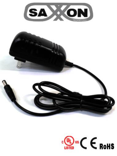 Imagen 1 del producto “SAXXON PSU1202E - Fuente de Poder Regulada de 12 Vcc 2 Amperes/ Con Cable de 1.2 Metros/ Conector Macho/ Especial para Camaras de CCTV/ Usos Multiples - ”