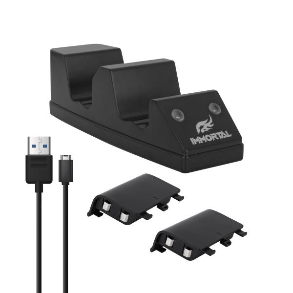 Imagen 1 del producto “Immortal Cargador dual para Xbox One con 2 baterias 12mAh - egos, 4xUSB 65x70x250mm, 1 año de garantía ”