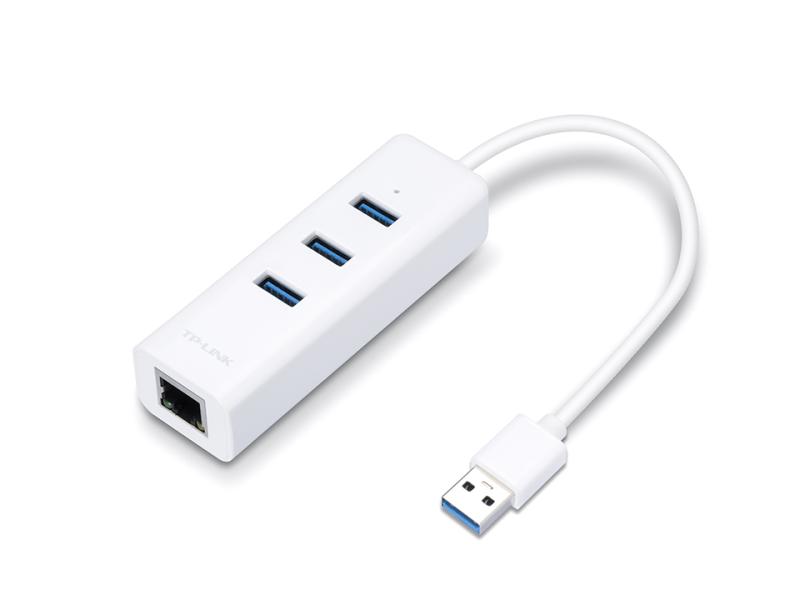 Imagen 1 del producto “Adaptador USB 2 en 1 con Hub de 3 Puertos USB 3.0 y Adaptador Ethernet Gigabit (UE330) - ”