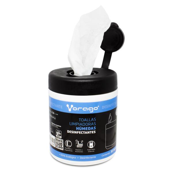 Imagen 1 del producto “Toallas Vorago CLN-107 humedas desinfectantes bote 30PZ - ”